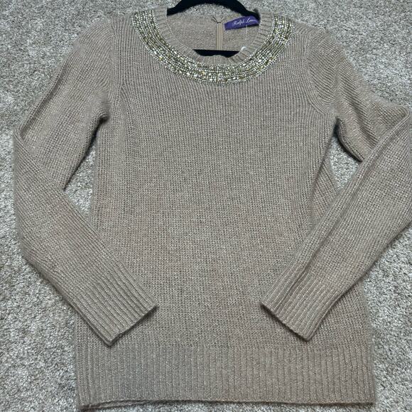 Ralph Lauren Purple Label Hand Knit Cashmere Beaded Sweater And Cardigan Size S - Picture 5 of 6